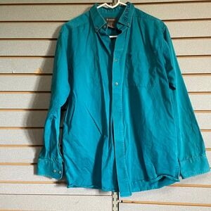 Ariat Button‎ Down Shirt Embroidered Logo Long Sleeve Teal Mens Medium Western